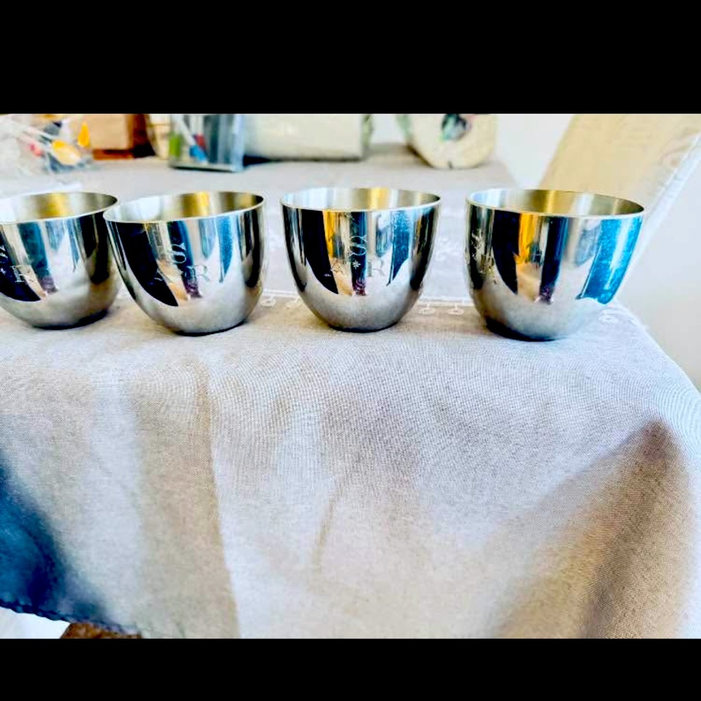 Set of Four pewter cups